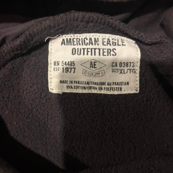 RARE Mens Tall American Eagle Boxy Hoodie WASHED GRAY Faded Distressed XXLT - Picture 3 of 8